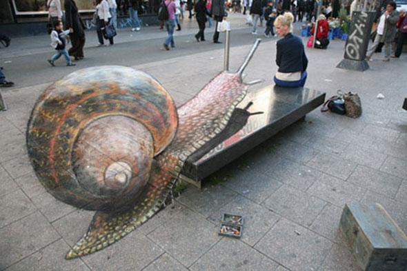 Snail chalk drawing